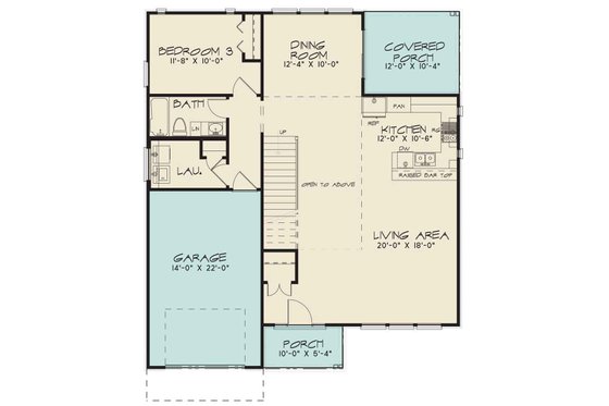 Floor Plan - Main Floor for Contemporary House Plan #17-2600 - 3 bed, 3 bath
