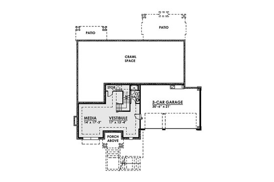 Floor Plan - Lower Floor for Contemporary House Plan #1066-36 - 5 bed, 5.5 bath