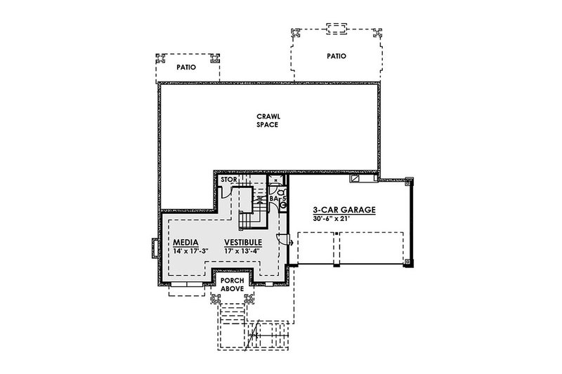 House Blueprint - Floor Plan - Lower Floor for Contemporary House Plan #1066-36 - 5 bed, 5.5 bath