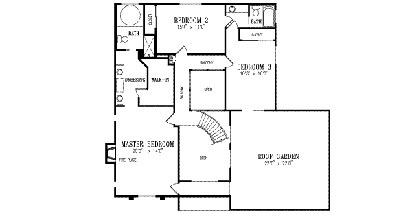 Adobe / Southwestern Floor Plan - Upper Floor Plan #1-575