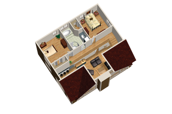 Floor Plan - Upper Floor 1 for Cabin House Plan #25-4587 - 3 bed, 1 bath