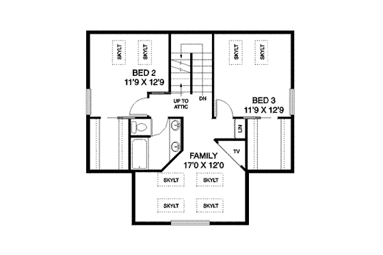 Floor Plan - Upper Floor for Bungalow House Plan #60-227 - 4 bed, 2.5 bath