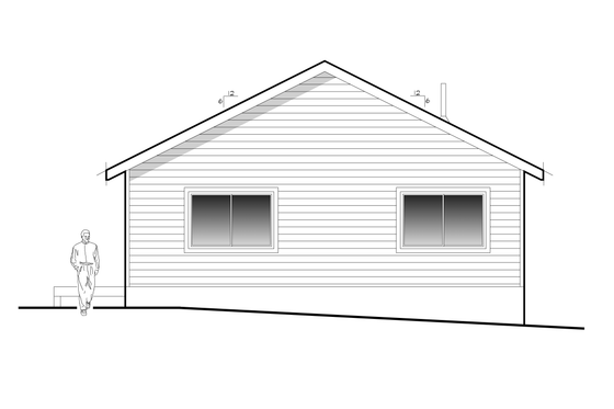 Exterior - Rear Elevation for Bungalow House Plan #123-124 - 3 bed, 2 bath