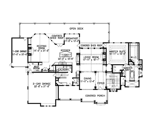Dream House Plan - Craftsman Floor Plan - Main Floor Plan #54-449