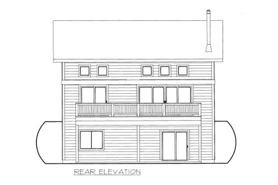 Exterior - Rear Elevation for Bungalow House Plan #117-680 - 1 bed, 1 bath