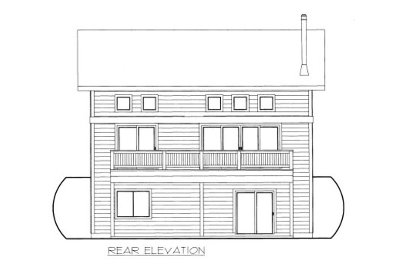 House Design - Exterior - Rear Elevation for Bungalow House Plan #117-680 - 1 bed, 1 bath
