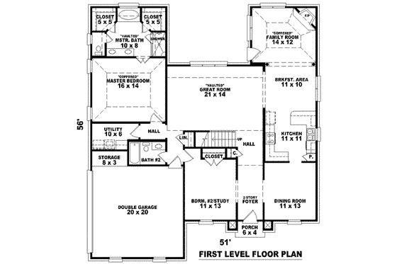 Floor Plan - Main Floor for European House Plan #81-963 - 3 bed, 3 bath