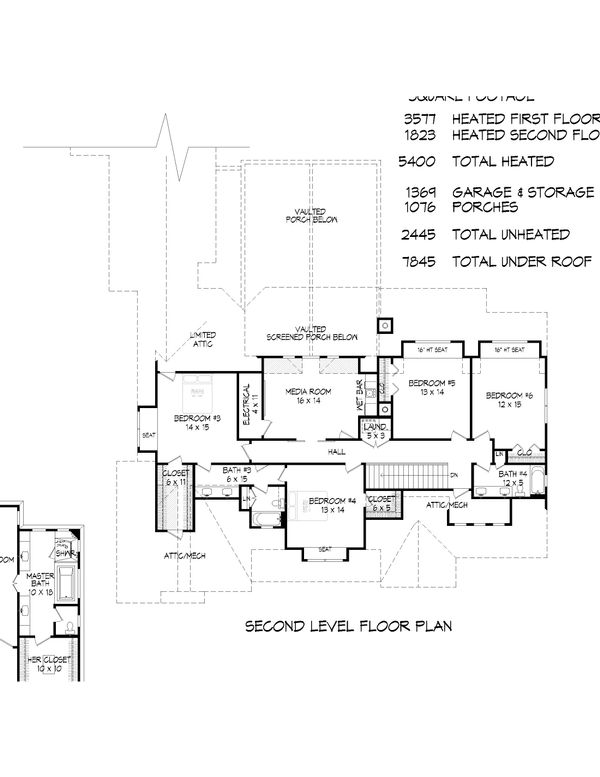 House Blueprint - Country Floor Plan - Upper Floor Plan #932-66