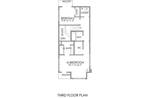Floor Plan - Upper Floor for Modern House Plan #518-2 - 2 bed, 2.5 bath