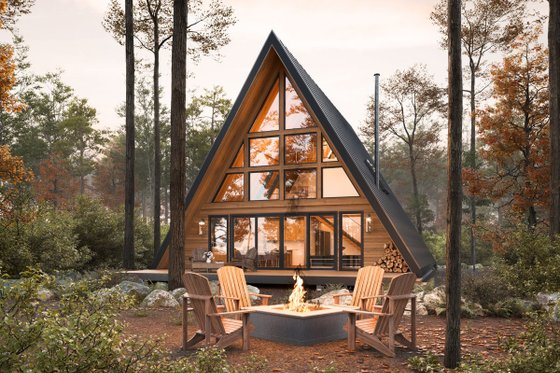 Exterior - Rear Elevation for Cabin House Plan #1114-7 - 3 bed, 2 bath