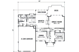 Floor Plan - Main Floor for Colonial House Plan #67-583 - 4 bed, 3.5 bath