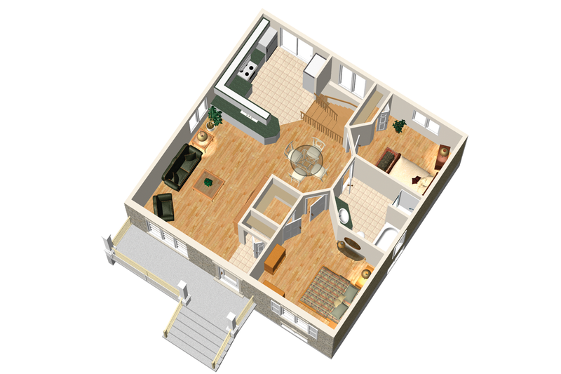 House Blueprint - Floor Plan - Main Floor 1 for Country House Plan #25-4638 - 2 bed, 1 bath
