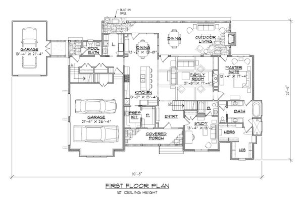 Architectural House Design - Country Floor Plan - Main Floor Plan #1054-97