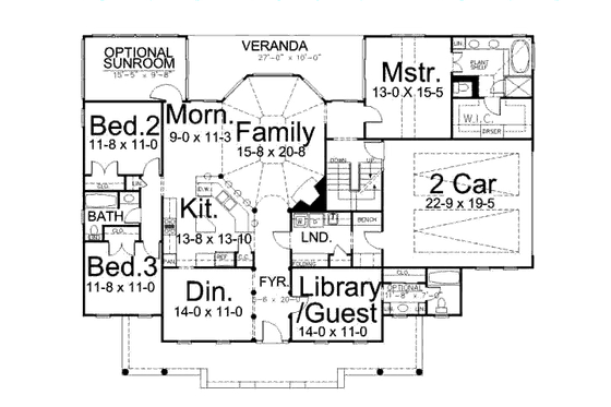 Floor Plan - Main Floor for Classical House Plan #119-344 - 3 bed, 2.5 bath