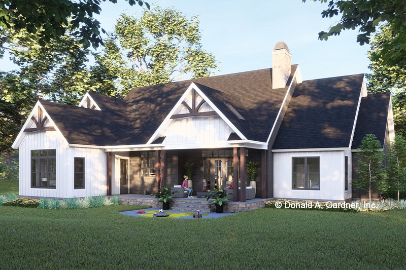 House Design - Exterior - Rear Elevation for Ranch House Plan #929-1193 - 3 bed, 2.5 bath