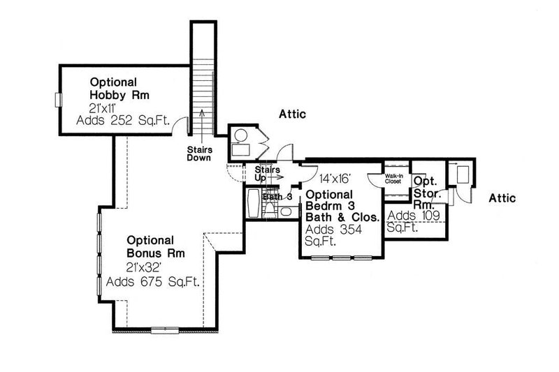 Home Plan - Floor Plan - Upper Floor for European House Plan #310-959 - 3 bed, 3.5 bath