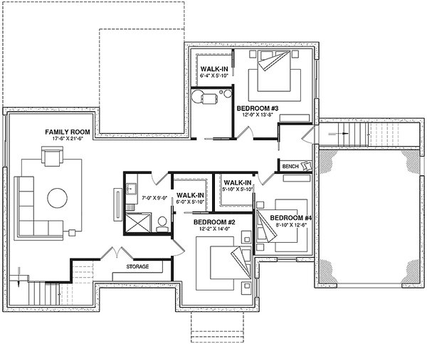 House Blueprint - Modern Floor Plan - Lower Floor Plan #23-2840