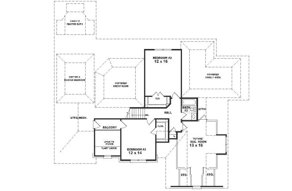 Floor Plan - Upper Floor for Traditional House Plan #81-343 - 3 bed, 3.5 bath