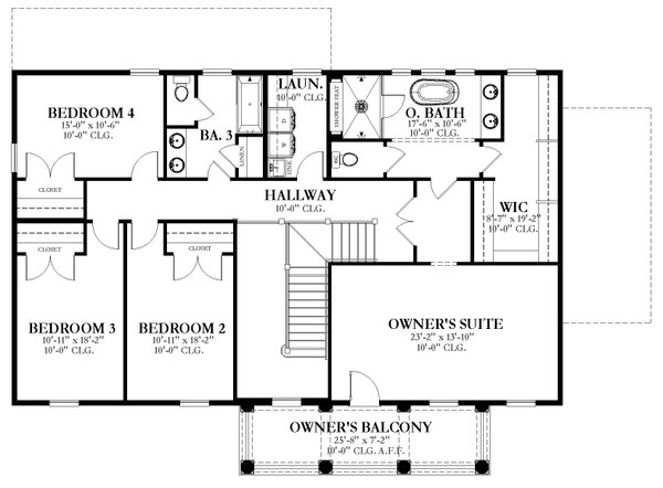 Colonial Floor Plan - Upper Floor Plan #1058-232