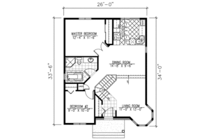 Floor Plan - Main Floor for Traditional House Plan #138-207 - 2 bed, 1 bath