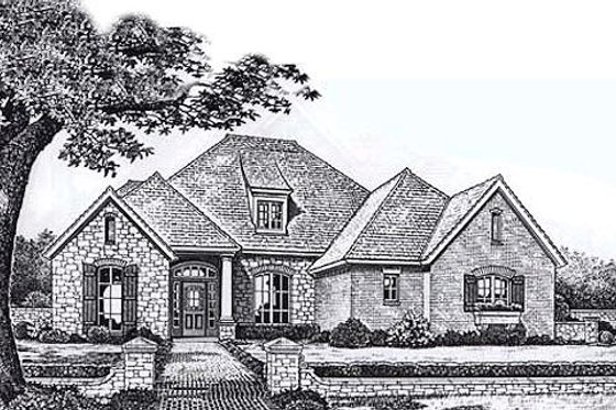 Exterior - Front Elevation for European House Plan #310-863 - 4 bed, 3.5 bath