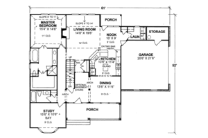 Floor Plan - Main Floor for Traditional House Plan #20-313 - 4 bed, 3 bath