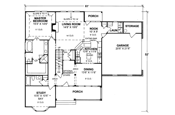 Dream House Plan - Traditional Floor Plan - Main Floor Plan #20-313