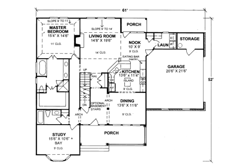 Dream House Plan - Floor Plan - Main Floor for Traditional House Plan #20-313 - 4 bed, 3 bath