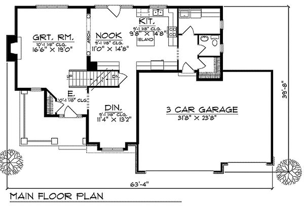 Dream House Plan - Country style house plan, main level floor plan