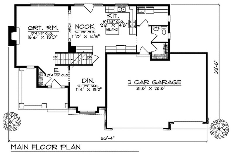 Home Plan - Country style house plan, main level floor plan