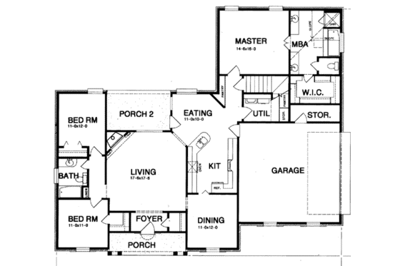 Floor Plan - Main Floor for Colonial House Plan #15-117 - 3 bed, 2 bath
