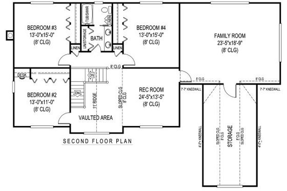 Floor Plan - Upper Floor for Country House Plan #11-232 - 5 bed, 2.5 bath