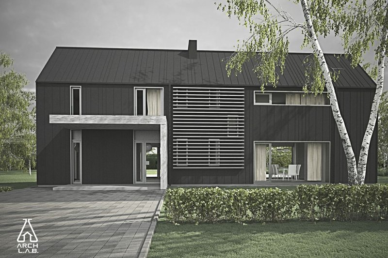 House Blueprint - Exterior - Front Elevation 3 for Modern House Plan #552-3 - 3 bed, 2.5 bath