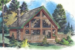 Cabin Exterior - Front Elevation Plan #18-4505
