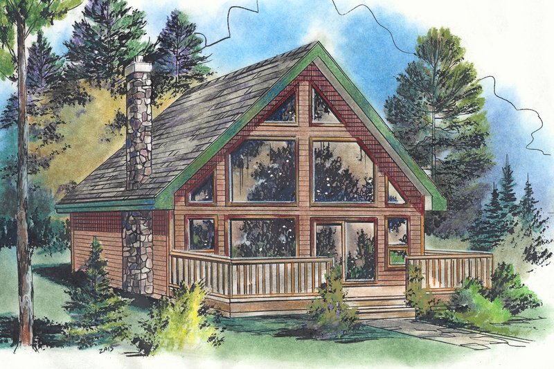 Cabin Style House Plan - 2 Beds 1 Baths 668 Sq/Ft Plan #18-4505