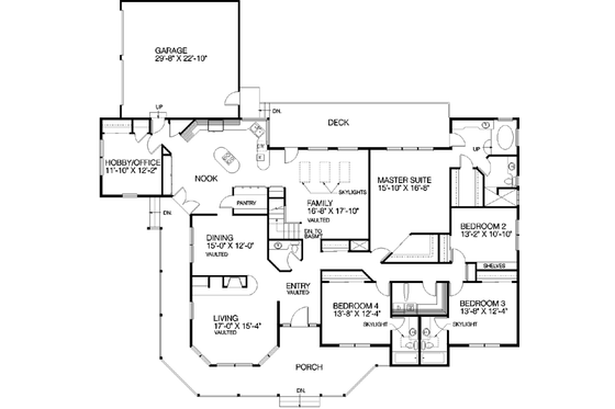 Floor Plan - Main Floor for Country House Plan #60-165 - 4 bed, 3.5 bath