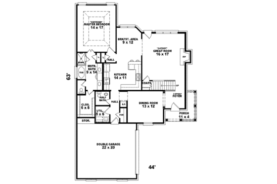 Floor Plan - Main Floor for European House Plan #81-748 - 4 bed, 2.5 bath