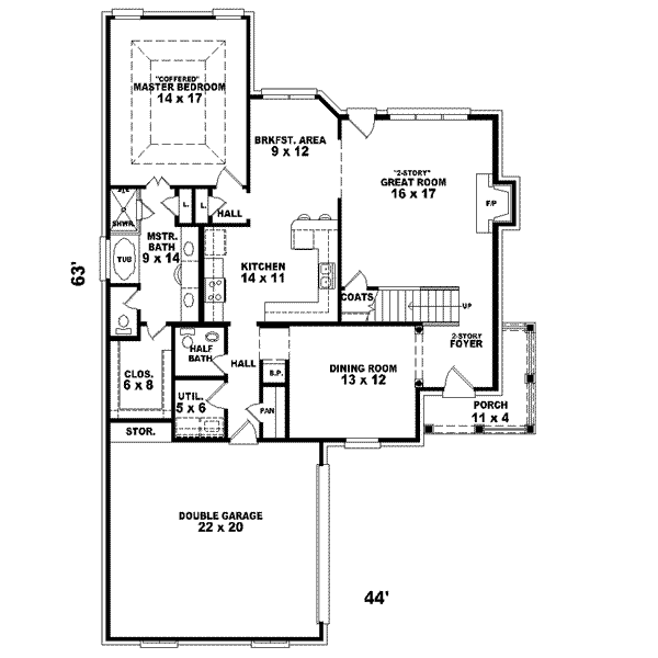 Floor Plan - Main Floor for European House Plan #81-748 - 4 bed, 2.5 bath