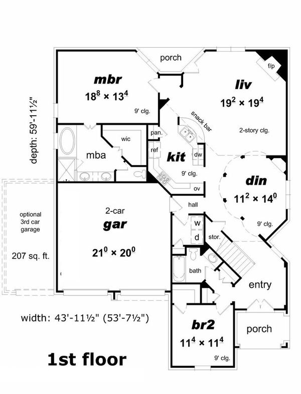 Traditional Floor Plan - Main Floor Plan #329-358