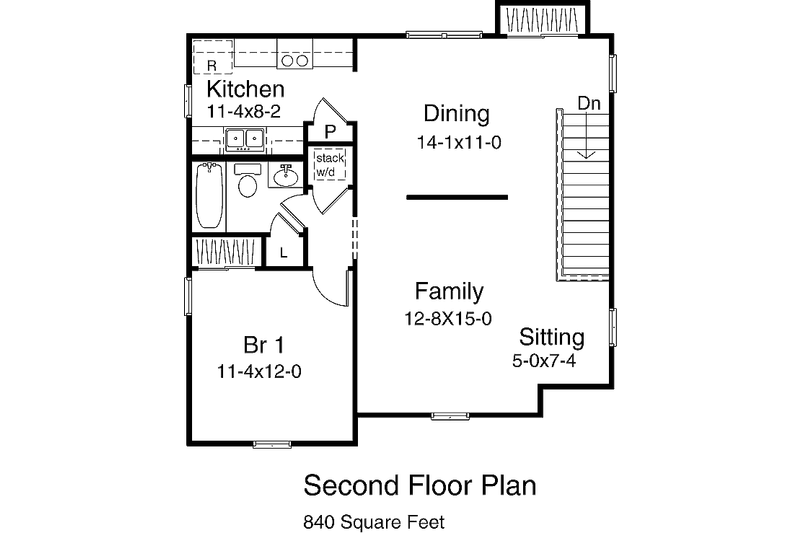 House Plan Design - Floor Plan - Upper Floor for Traditional House Plan #22-401 - 1 bed, 1 bath
