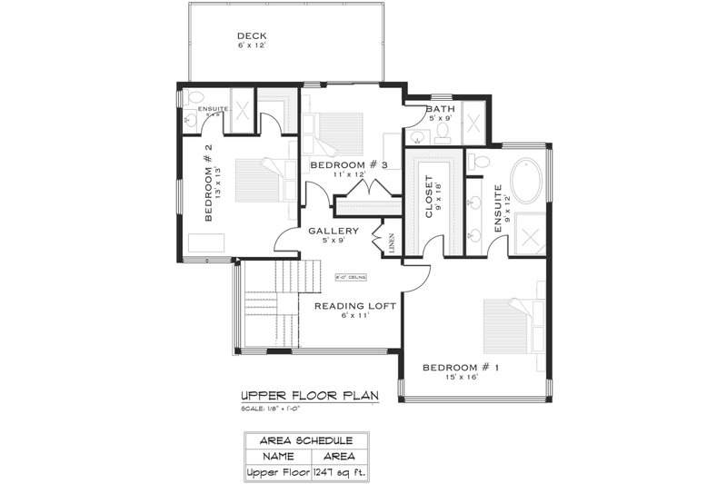 Dream House Plan - Floor Plan - Upper Floor for Modern House Plan #1101-12 - 3 bed, 3.5 bath
