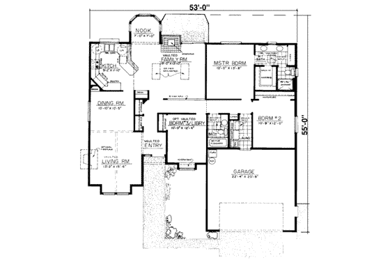 Floor Plan - Main Floor for Traditional House Plan #303-436 - 3 bed, 2 bath