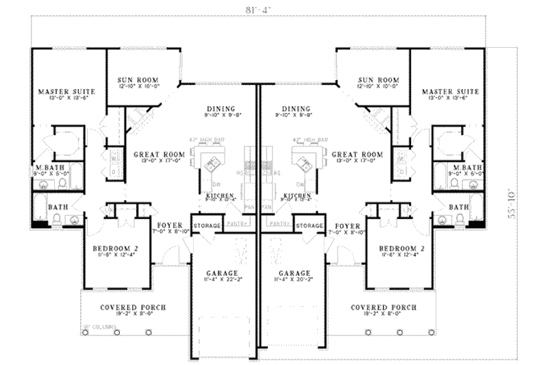 House Blueprint - Floor Plan - Main Floor for Traditional House Plan #17-549 - 2 bed, 2 bath