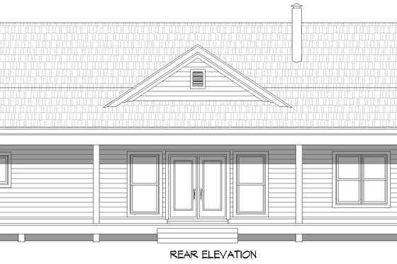 Exterior - Rear Elevation for Country House Plan #932-1232 - 2 bed, 2 bath