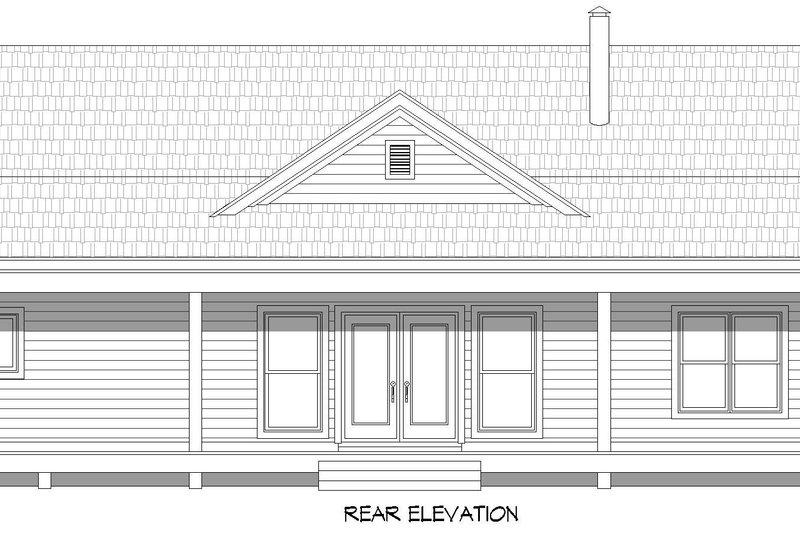 House Design - Exterior - Rear Elevation for Country House Plan #932-1232 - 2 bed, 2 bath