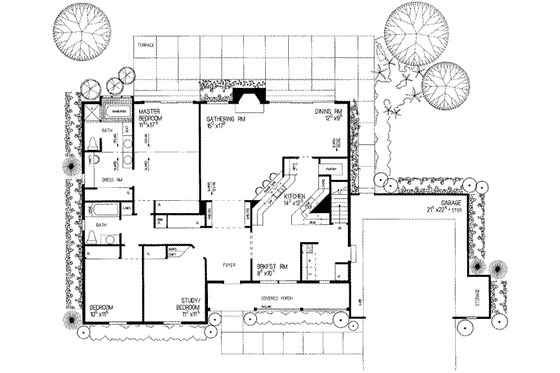 Floor Plan - Main Floor for Traditional House Plan #72-115 - 3 bed, 2 bath