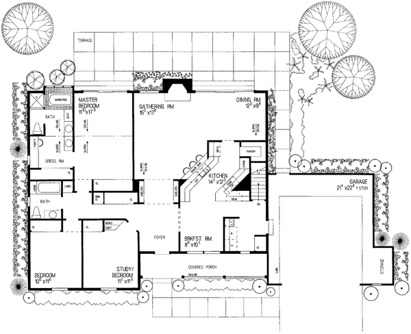 House Plan Design - Traditional Floor Plan - Main Floor Plan #72-115