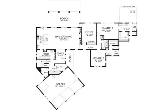 Floor Plan - Main Floor for Craftsman House Plan #48-941 - 3 bed, 3.5 bath