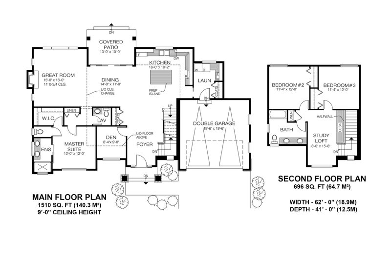 Dream House Plan - Floor Plan - Main Floor for Prairie House Plan #1100-90 - 3 bed, 2.5 bath