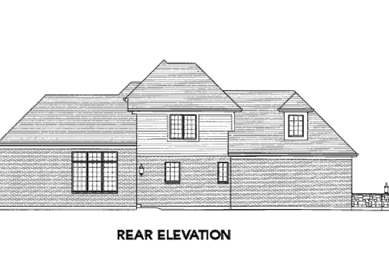 Exterior - Rear Elevation for European House Plan #46-465 - 3 bed, 2.5 bath